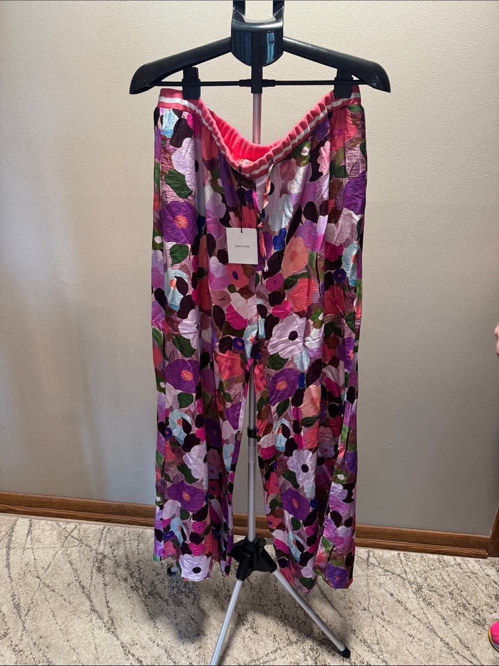DAVI & DANI Pink Multicolor Floral Wide-Leg Pants